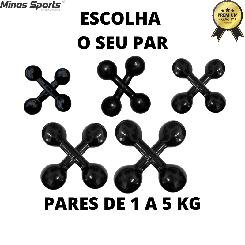 Par Halter Emborrachado – 1 a 5 Kg / Treino em casa Crossfit Musculação Peso de Academia Fortalecime