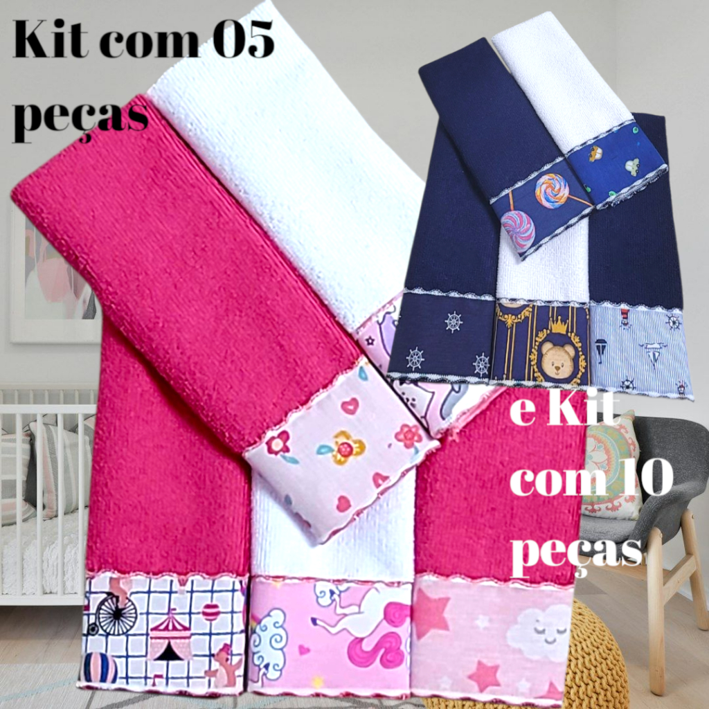 Kit Paninho de Boca Bebê Babete Atoalhado Felpudo 100% Algodão Misto – 03 , 05 ou 10 Unidades