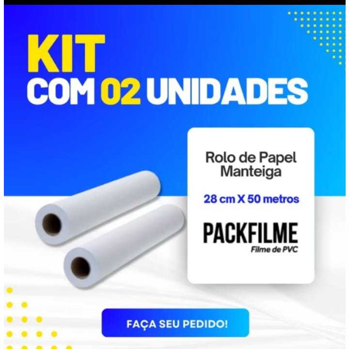 KIT 2 Rolo De Papel Manteiga 28 Cm X 50 Metros