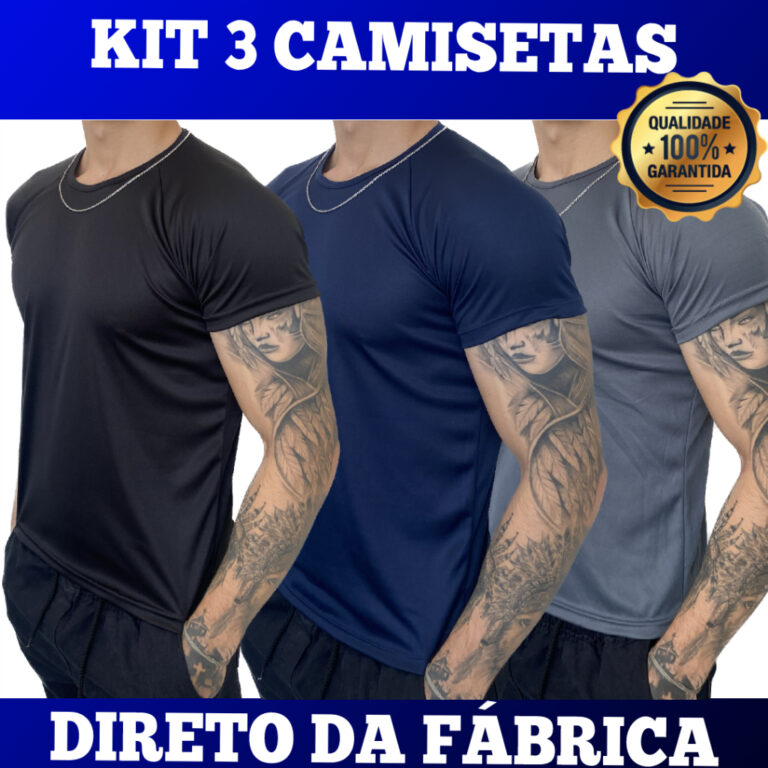 Kit 3 Camisetas Dry Fit Masculina – Casual &