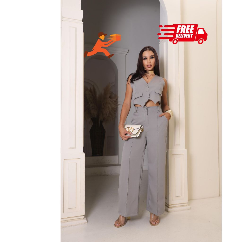 conjunto alfaiataria colete pantalona