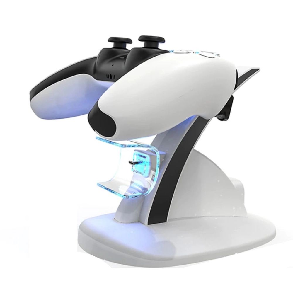 Suporte Carregador Para Ps5 Branco Com Led Premium