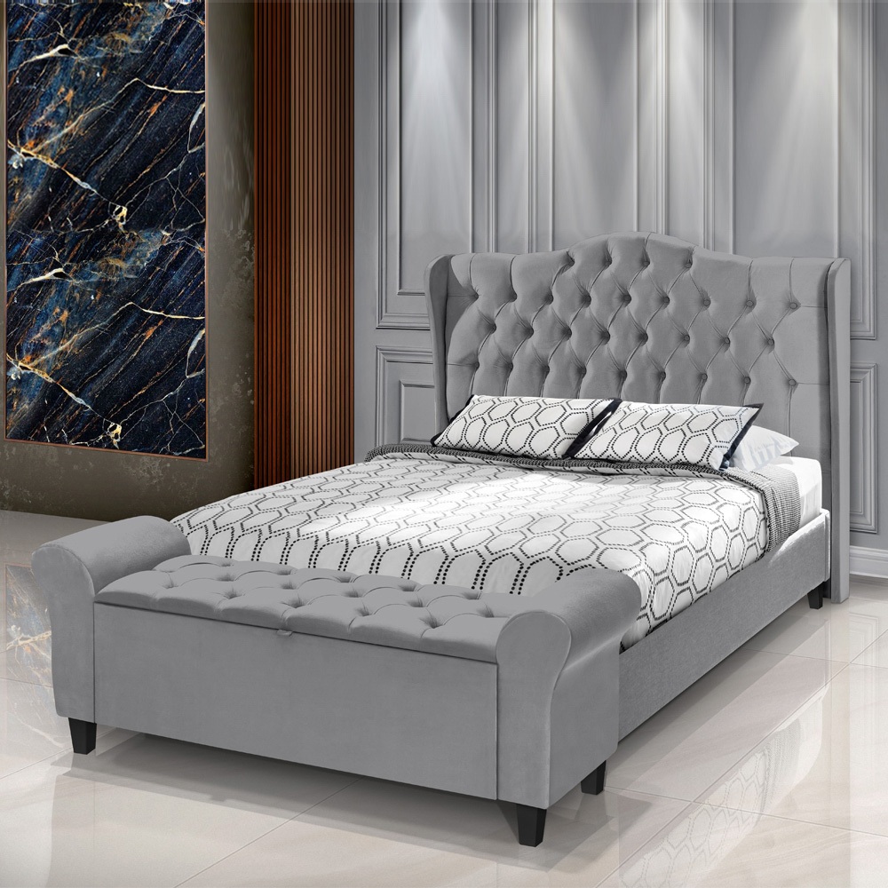 Conjunto Elegante Para Cama Box Casal/Queen/King Cabeceira e Baú Recamier Capitonê Dubai – LH Móveis