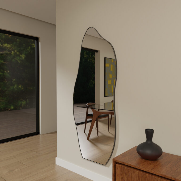 Espelho Orgânico Moldura Em Couro 150cm 170cm Cor