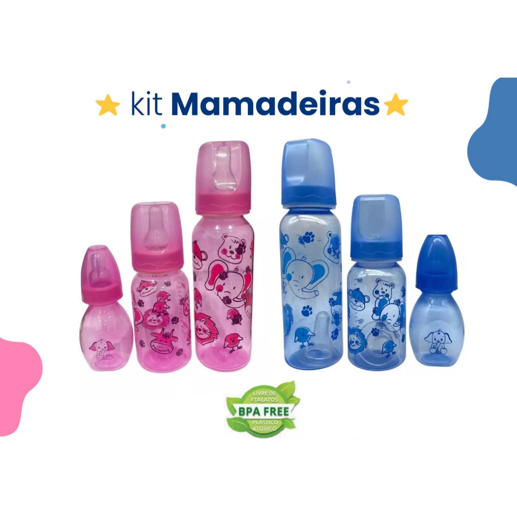 Kit Mamadeira Bico de Cristal Anplas c/ 03 unidades – 60mL – 140mL – 240mL Bebê Criança