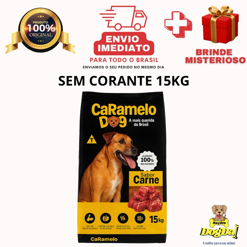 RAÇÃO PARA CACHORRO ORIGINAL CARAMELO DOG 15KG COM OMEGA 3 e 6 ( Filme Netflix Caramelo )