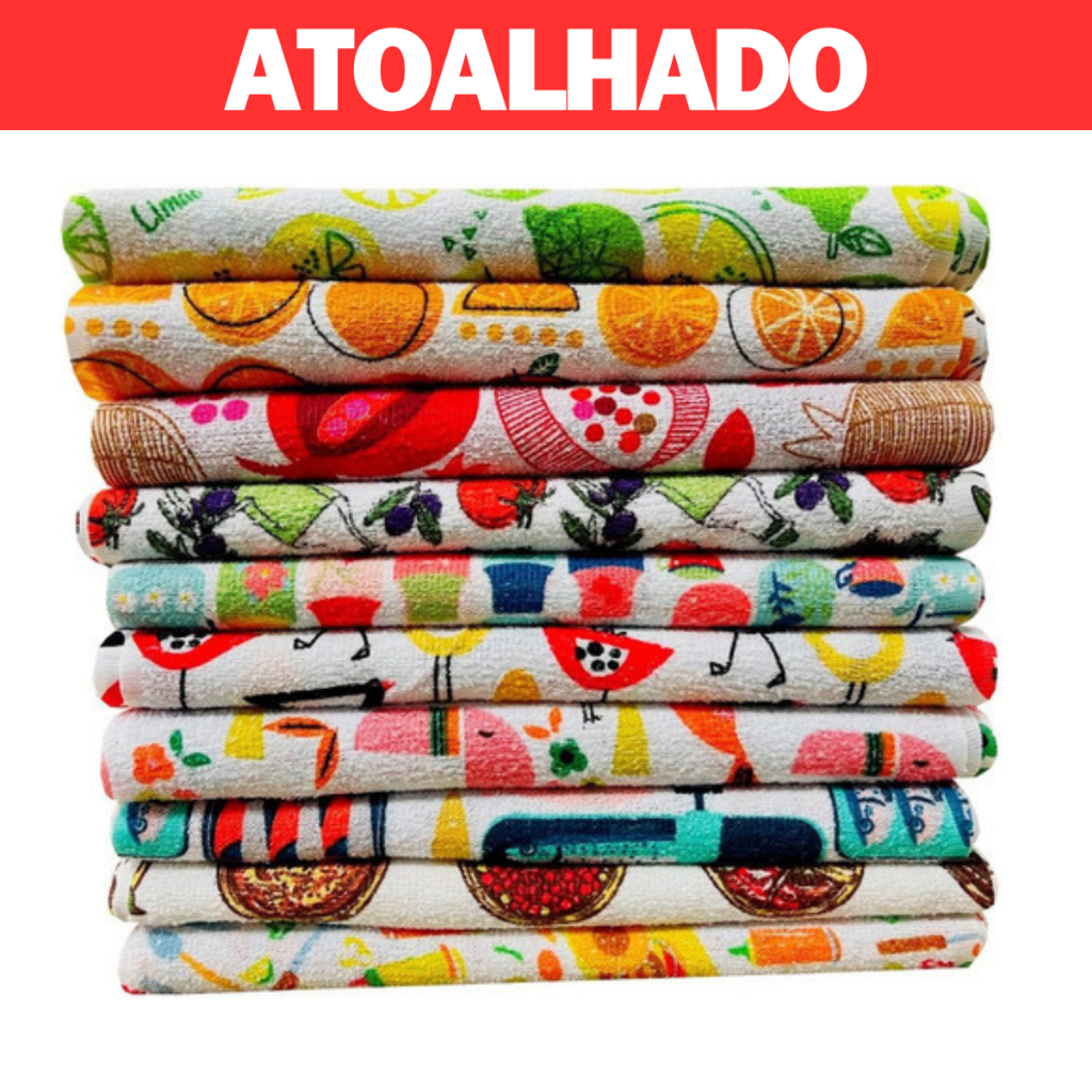 Kit 10 Pano De Prato Atoalhado Felpudo em Algodao