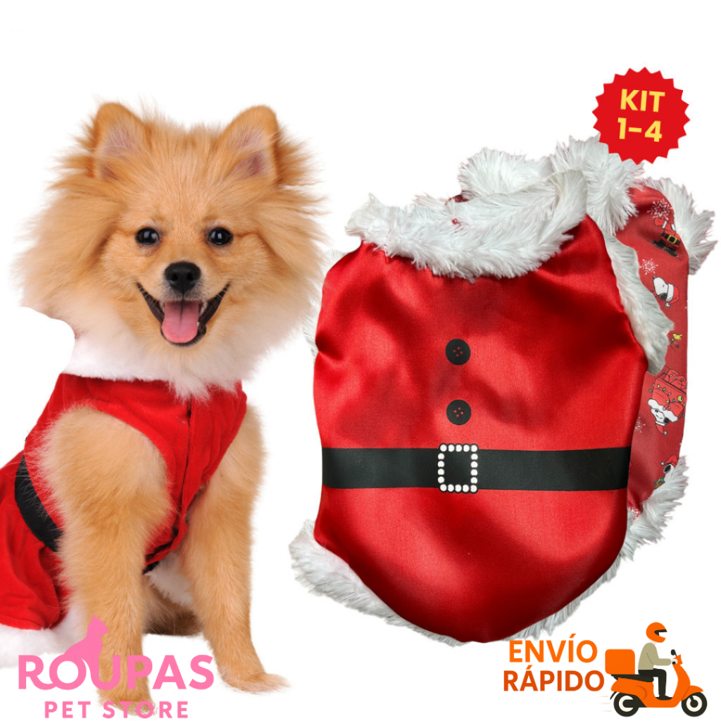 Fantasia De Natal Para Cachorro de estimação Roupa Natalina Papai Noel Pet Estampas Sortidas