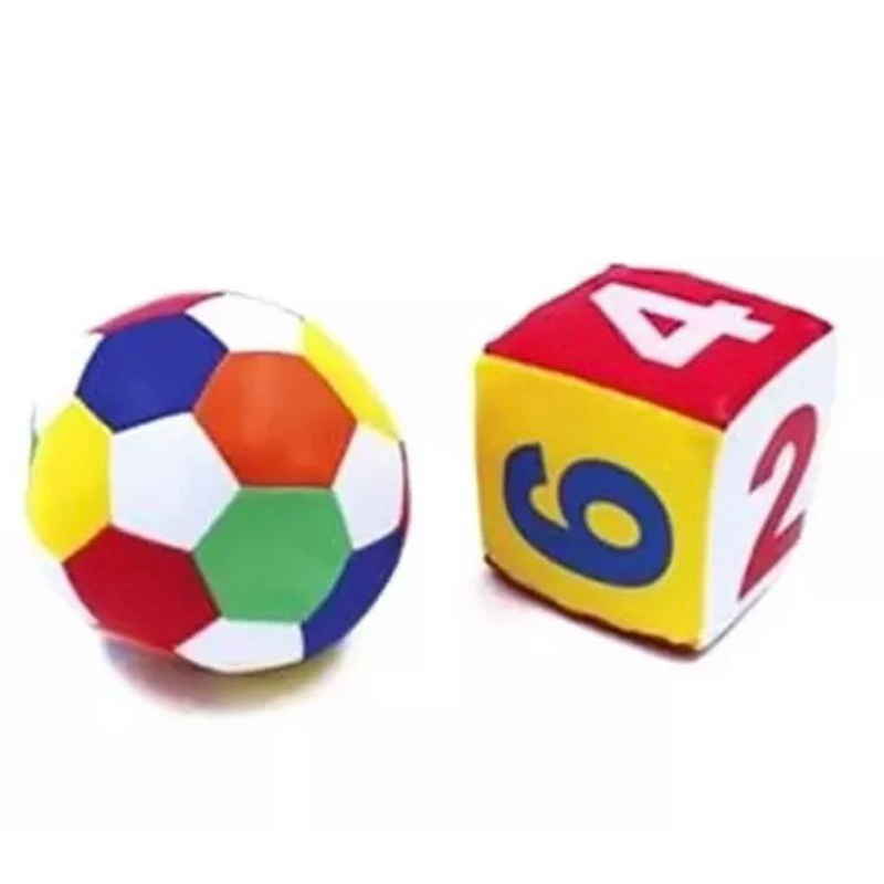 KIT BOLA E DADO MACIO 2 PEÇAS PARA BRINQUEDO BEBÊ