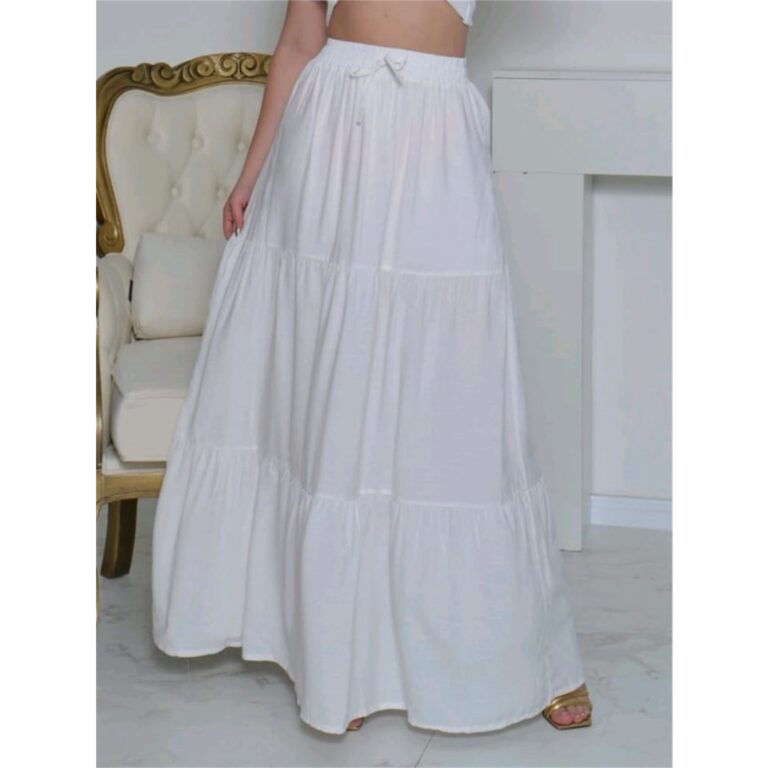 Maya Modas  Feminina saia longa com forrdo tecido 