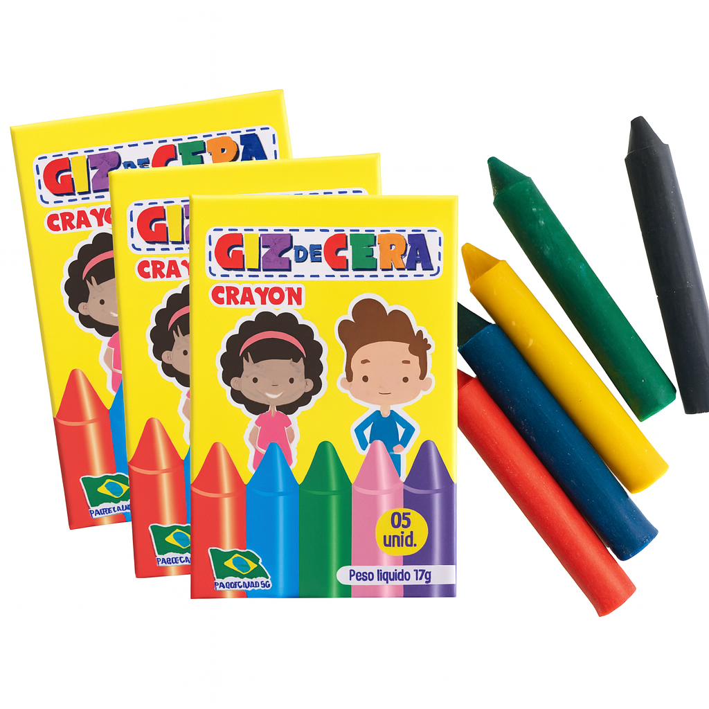 50 Caixinhas Mini Giz de Cera 5 Cores  5cm  Atacado Kit Festa Infantil Revenda
