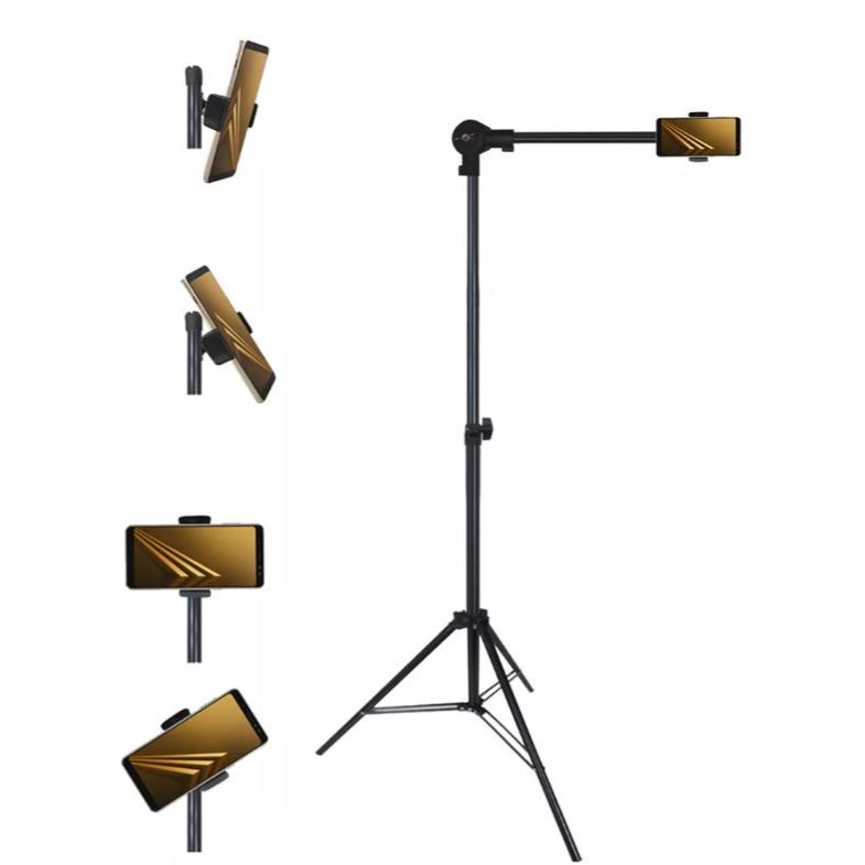 PCR_CAMA – TRIPÉ GIRAFA SUPORTE CELULAR – GRAVE SEM AS MÃOS BRAÇO DE 30 CM ÂNGULO E ALTURA AJUSTÁVEL