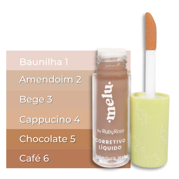 Corretivo Líquido Cobertura Leve Melu Ruby Rose 5