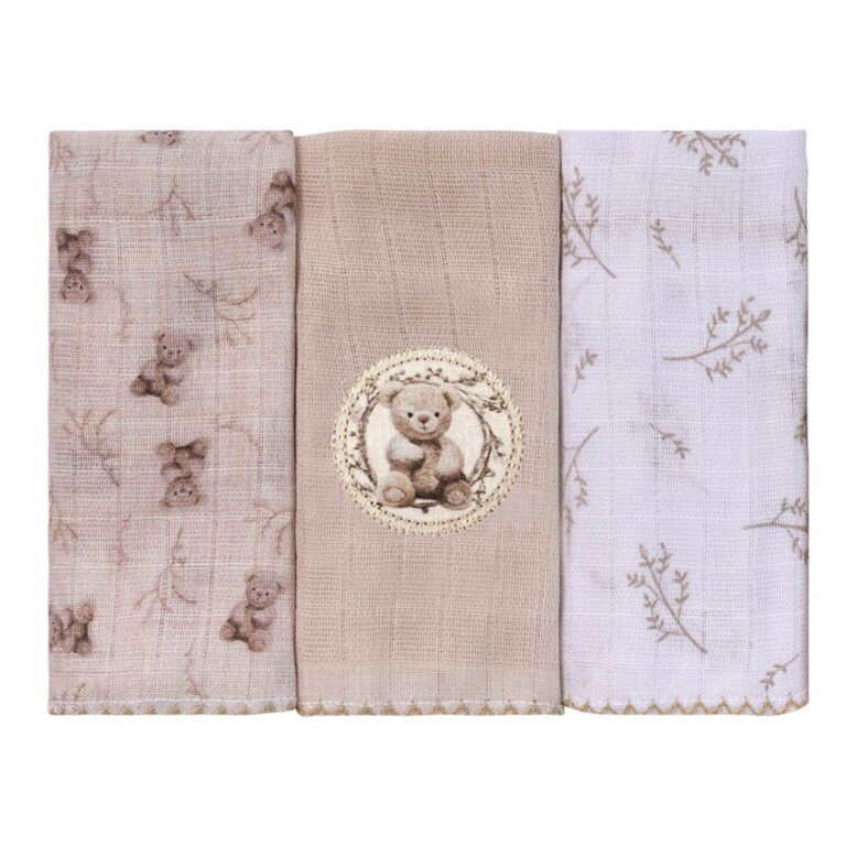 Kit com 3 Panos de Boca Ursinhos Baby Joy