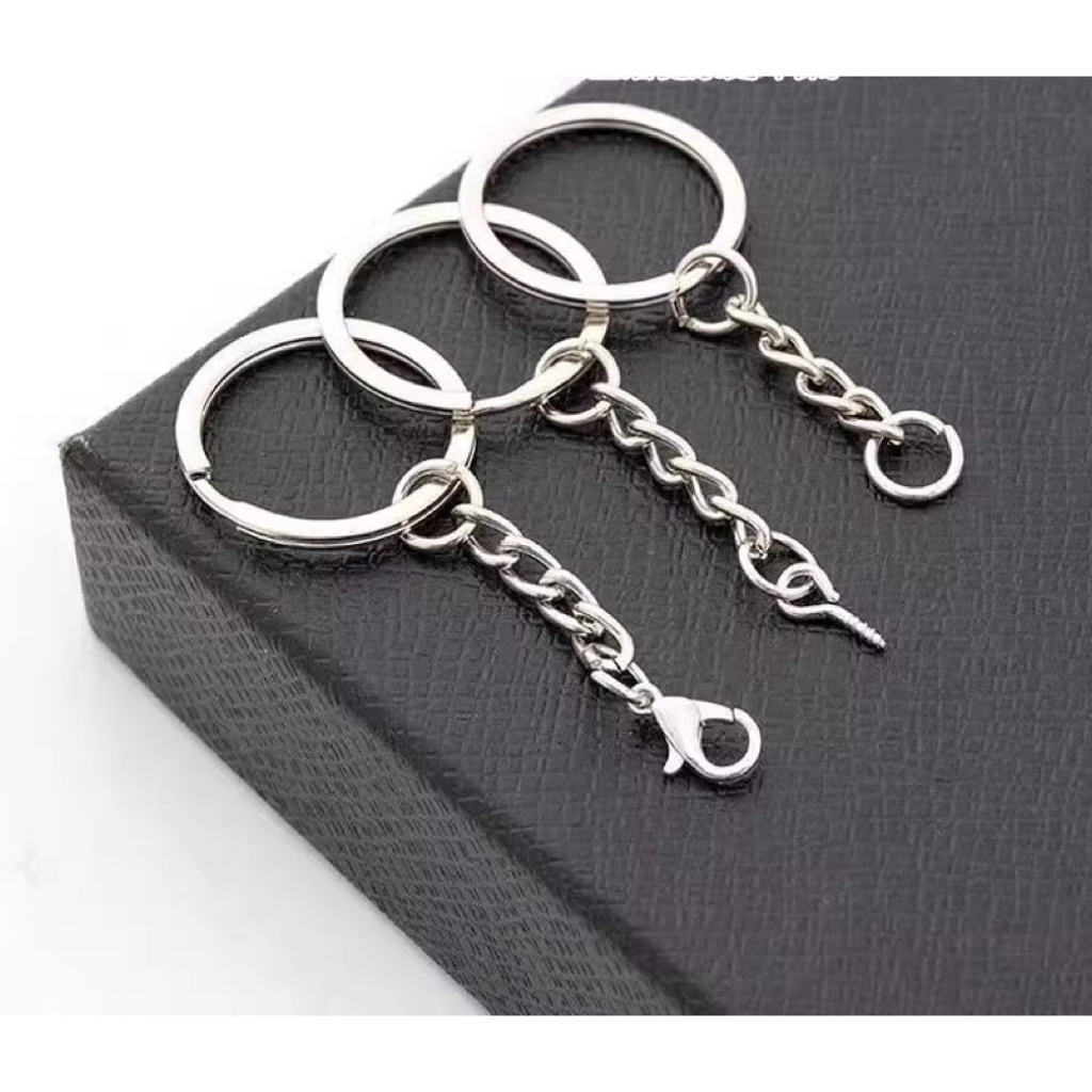 Chaveiro 30/50/100/150 peças (com corrente) + elo + Pitão + lagosta – 25 mm prata / ouro