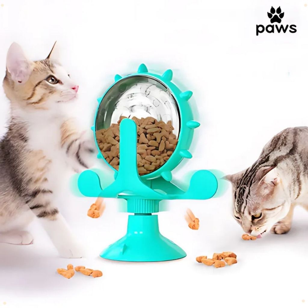 Brinquedo Para Gatos Interativo Roda Gigante Ventosa Porta Petisco Alimentador Lento Pet Divertido