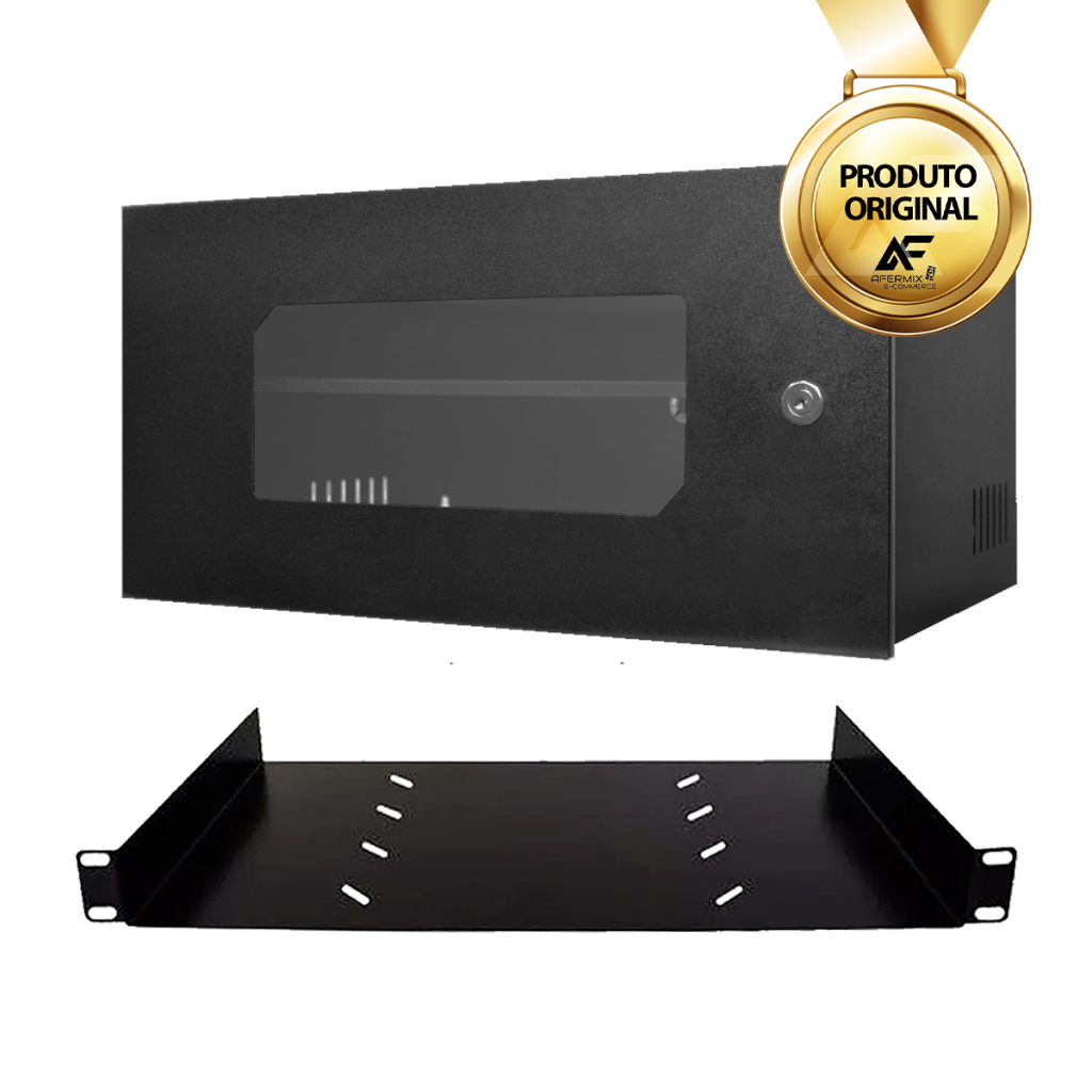 Mini Rack Organizador 5u Dvr Cftv Switch Com Bandeja E Tampa