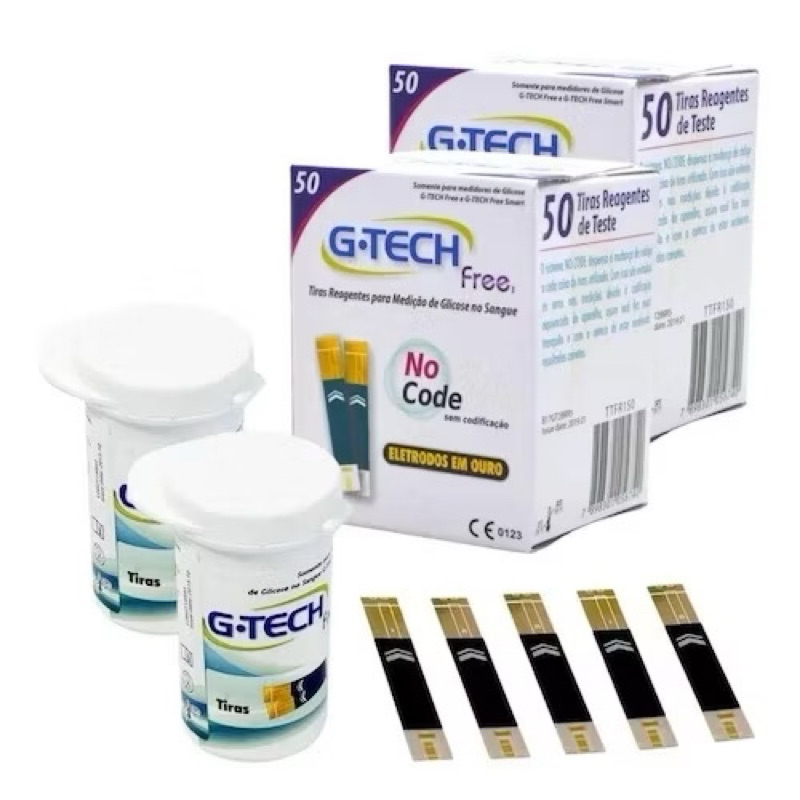 Tiras Reagentes Glicose  kit 100 Un G-Tech Free