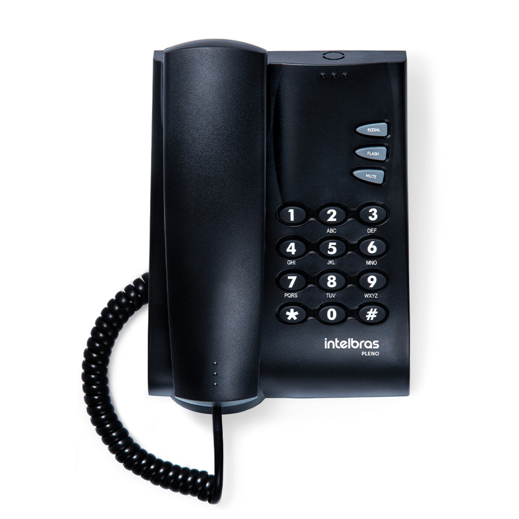 Telefone Fixo Com Fio Intelbras Pleno Sem Chave Preto