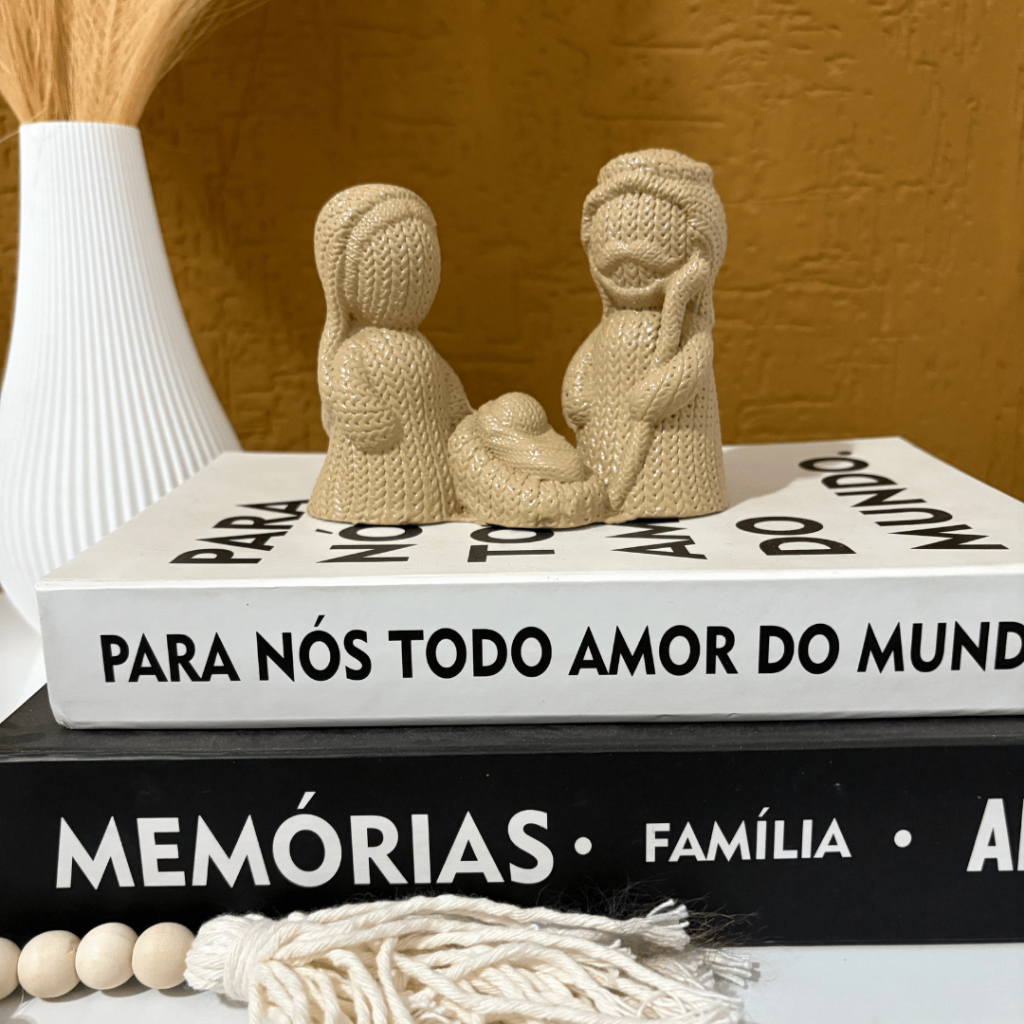 Presépio Dourado Decorativo De Mesa Natal Escultura Elegante