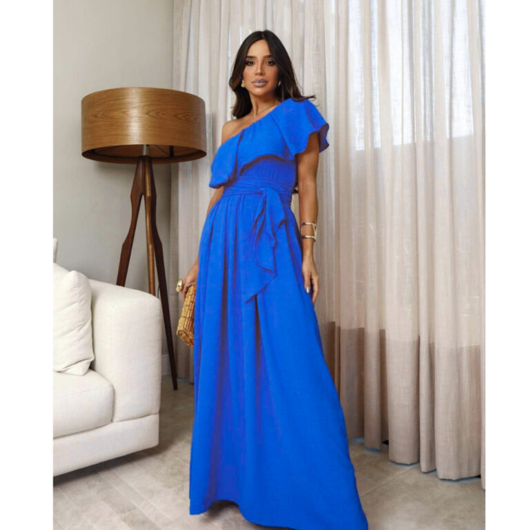 Vestido Nula Manga Longo Feminino Soltinho de Fest