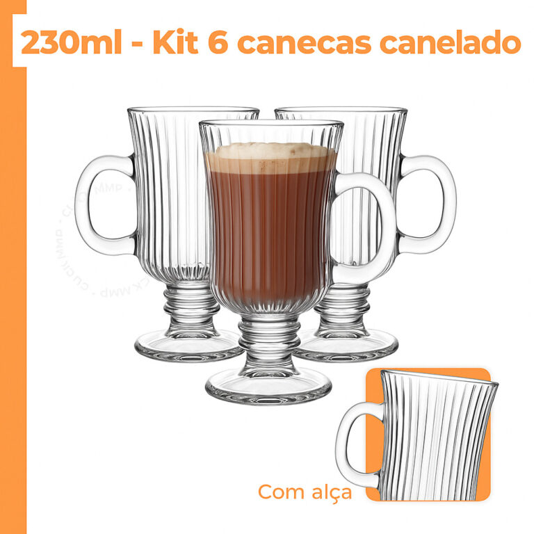 Conjunto 6 Canecas Caneladas Capuccino Dolce Gusto