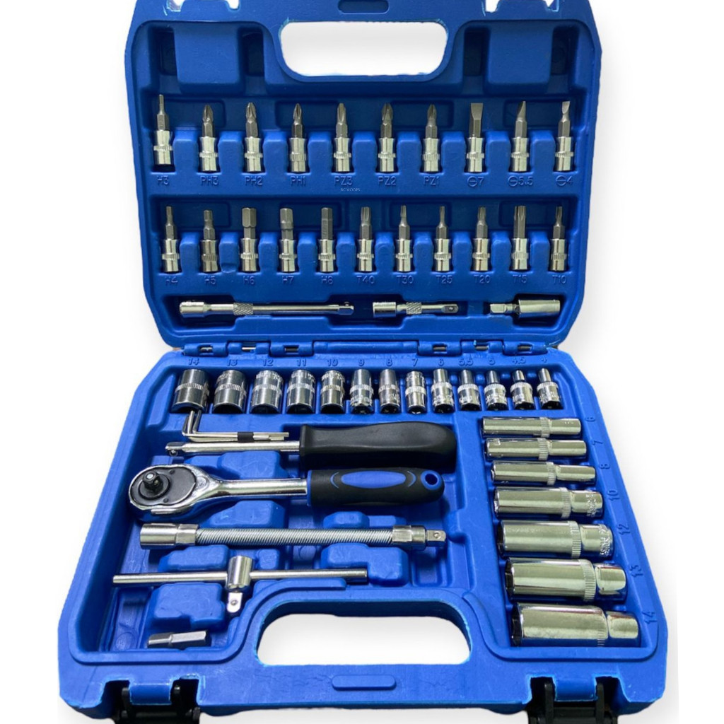 Jogo Completo De Soquete 53 Peças 1/4 Catraca Chave Allen Com Maleta