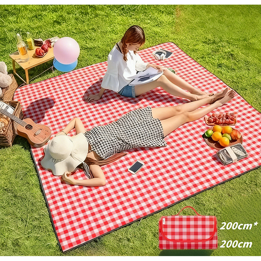 Tapete Piquenique 200X200cm Impermeável À Prova De Umidade | Portátil Dobrável para Picnic e Camping