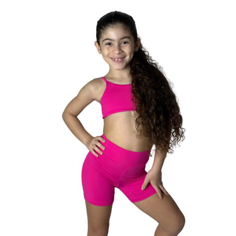 Conjunto Infantil Fitness Feminino Top E Short De 