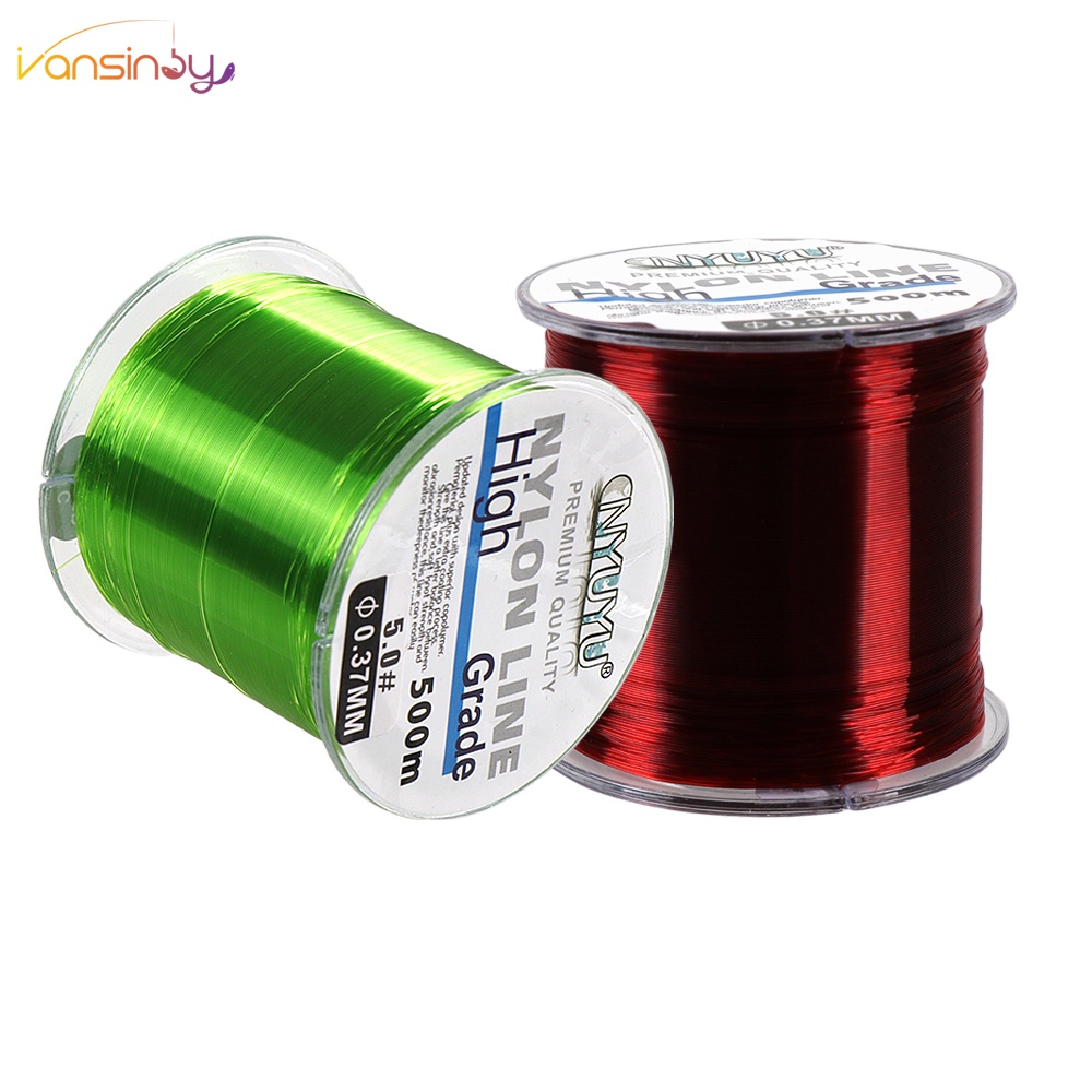 Linha De Pesca Fio De Nylon 500m Transparente Fluorocarbono Forte Monofilamento