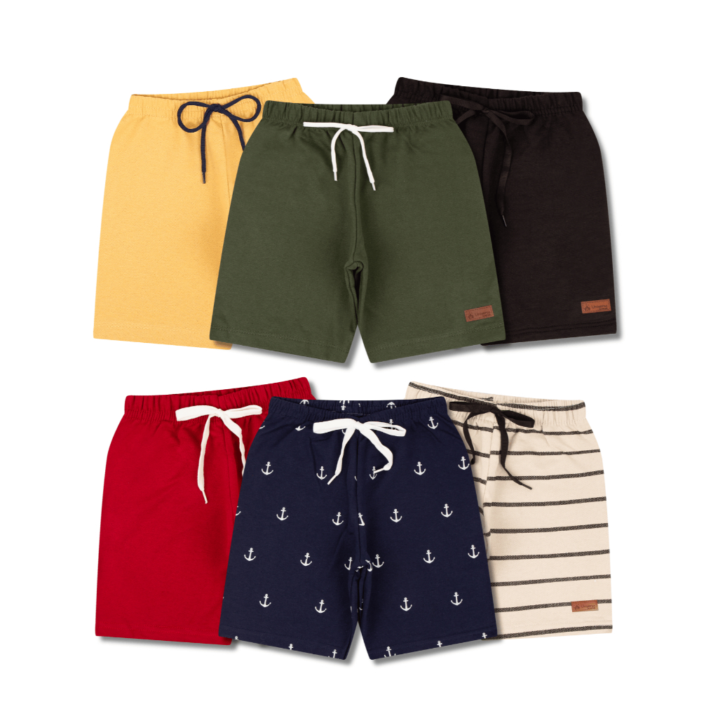 Kit de 6, 4, 1 Bermudas Bebe Menino Moletinho Algodão Shorts Infantil Masculino Casual Opções Lisa e