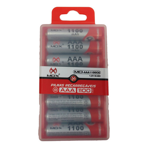 Case C/ 8 Pilhas Aaa 1100mah Pilha Mox Recarregáv