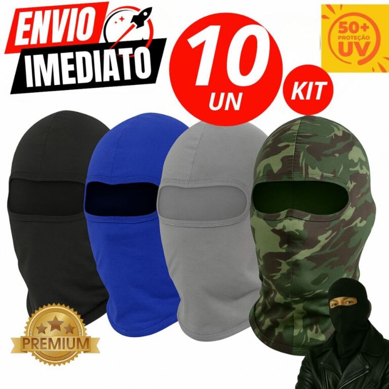 Kit de 2 ou 10 Toucas Balaclava Ninja Motoqueiros 