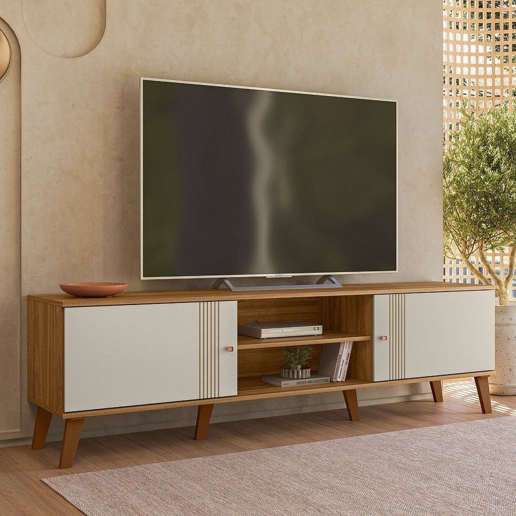 Rack para TV até 75 Polegadas 2 Portas 180cm Nature/Off White Denver