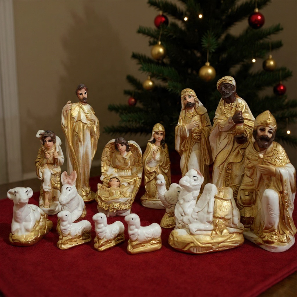 Presépio de Natal Completo Gesso 15 peças 19CM