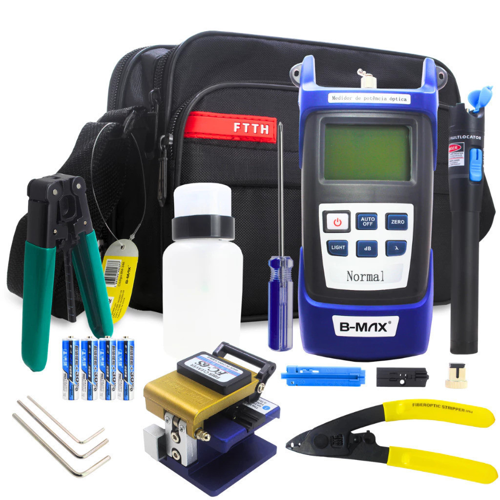Kit De Ferramentas Fibra 15 em 1 Para Conectorização Óptica Professional FTTH Com Bolsa Portátil 15p
