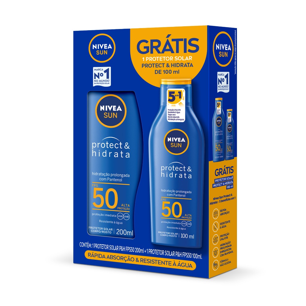 NIVEA Kit SUN Protect E Hidrata FPS 50 200ml + Protect E Hidrata FPS 50 100ml BBB 26