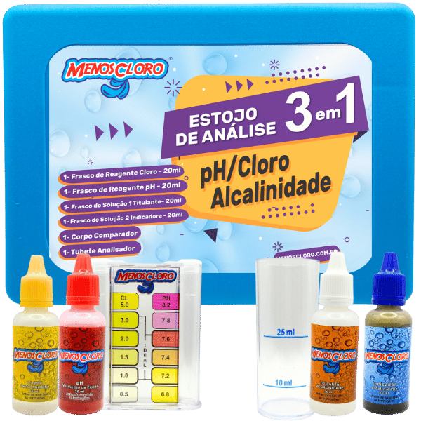 Medidor de Ph e Cloro e Alcalinidade Kit Estojo Te