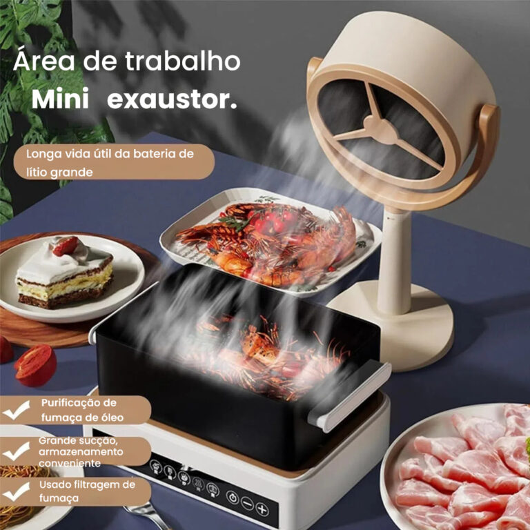 Mini Exaustor De Mesa Com Portátil 2 Velocidades 