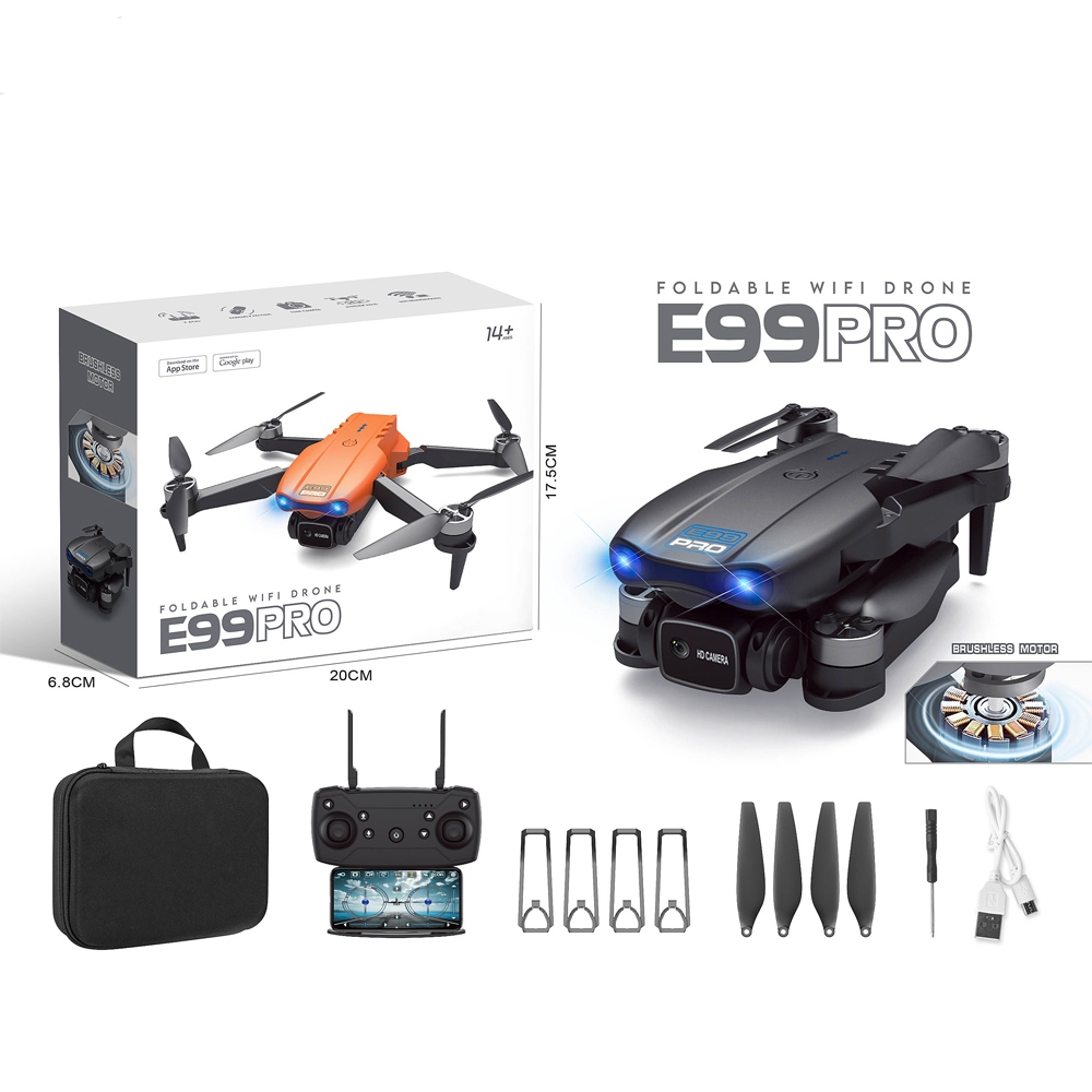 Dli Drone E99 Pro 4k Wifi Hd Dual Câmeras Brushless Profissional Com Motor Sem Escovas Atualizado