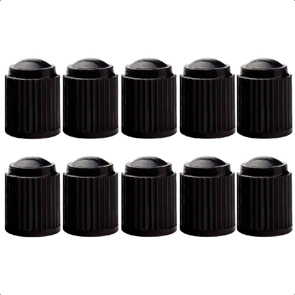 Kit 10 Tampa Tampinha Preta Para Válvula Bico Pneu Carro Moto Bike Bicicleta Plástico