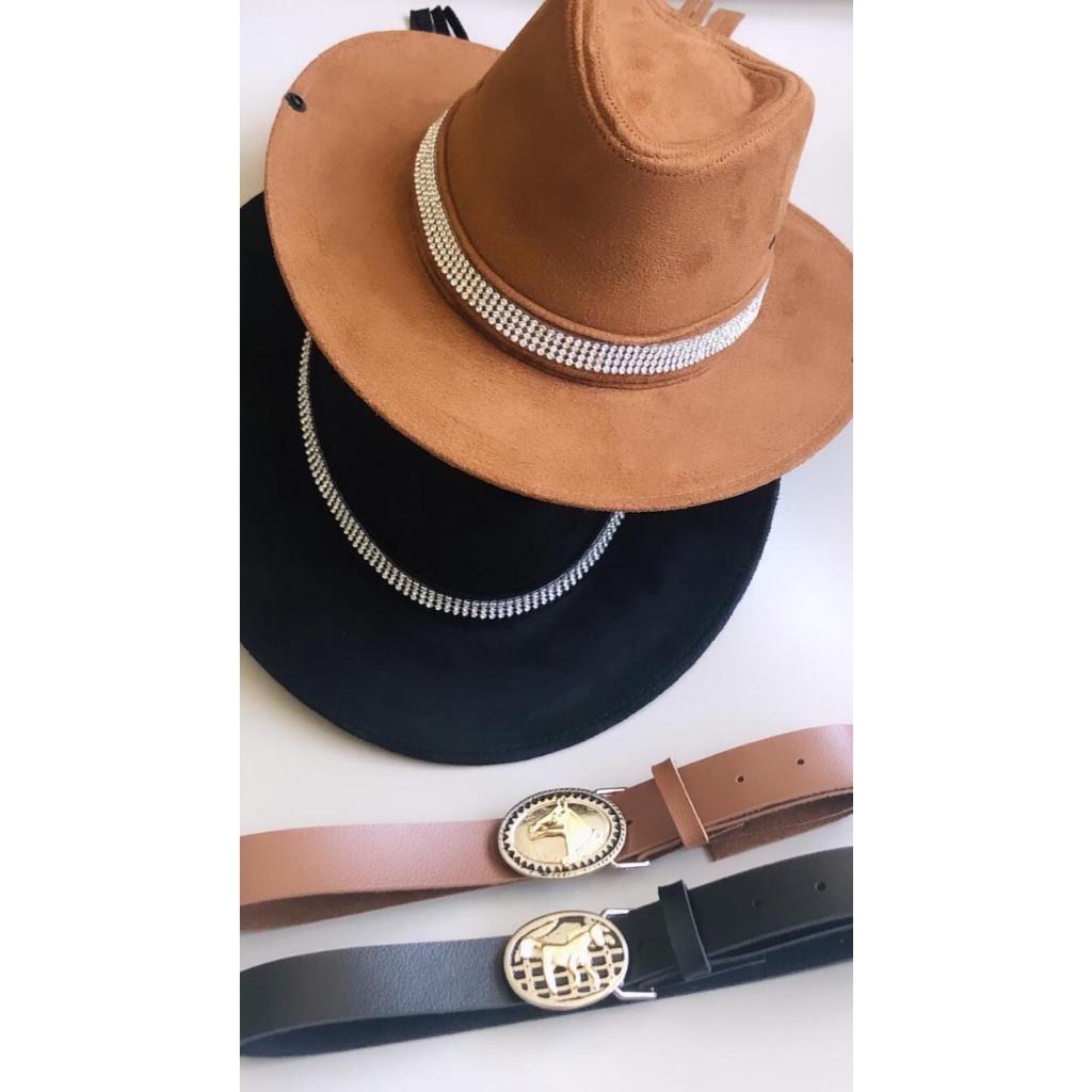 Chapéu Ana Castela Infantil Cowboy Rodeio Menina + Cinto Boiadeira