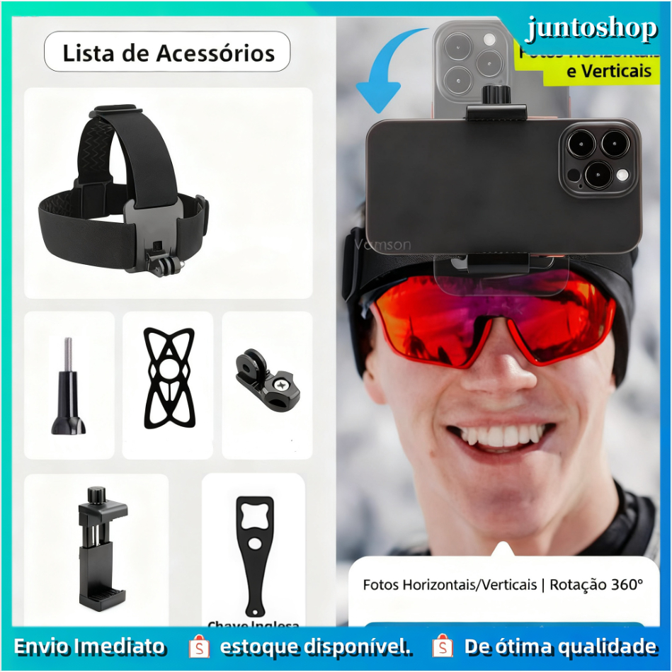 Suporte De Cabeça Universal Para Celular/Iphone/Samsung/Xiaomi/Huawei/Gopro Hero Sjcam