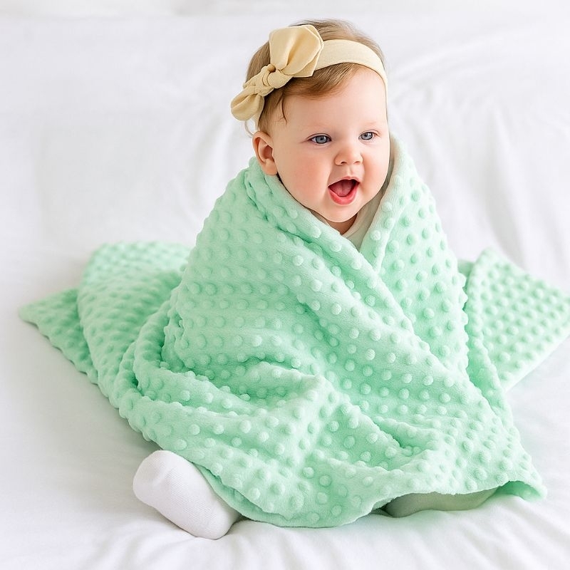 Cobertor Luxo Para bebe Dupla Face Soft Bolha Com Sherpa