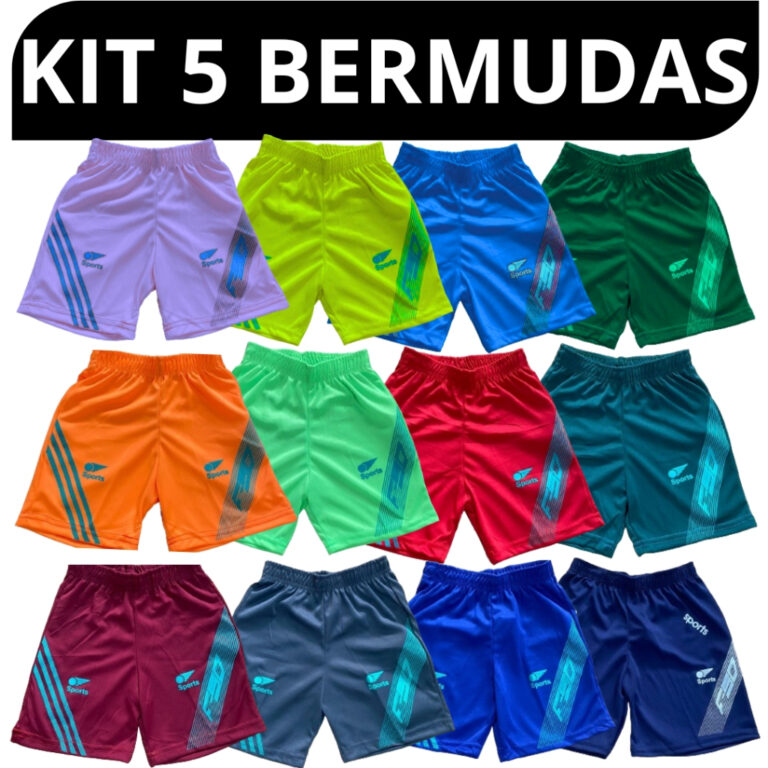 Kit 5 Bermudas Menino Infantil Esportiva Casual