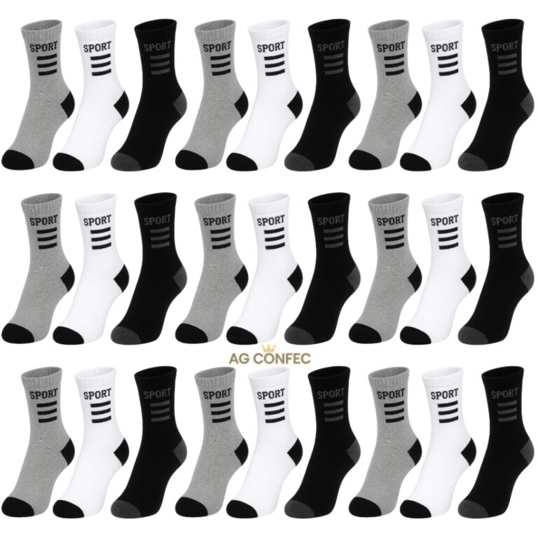 Vários modelos Kit de 24 meia cano alto algodão 