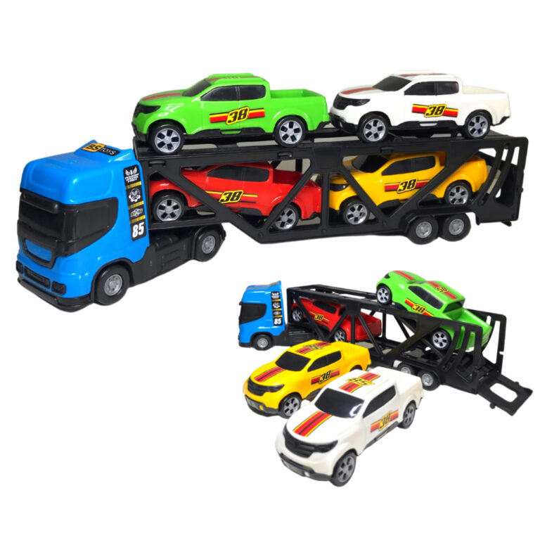 Caminhao de Brinquedo Cegonha Com 4 Carrinhos Meni
