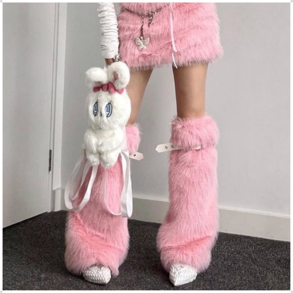 Polaina Feminina Com Pelo Sintético Cor Lisa Da Moda Estilosa Elegante Pelinho Peluda Fashion