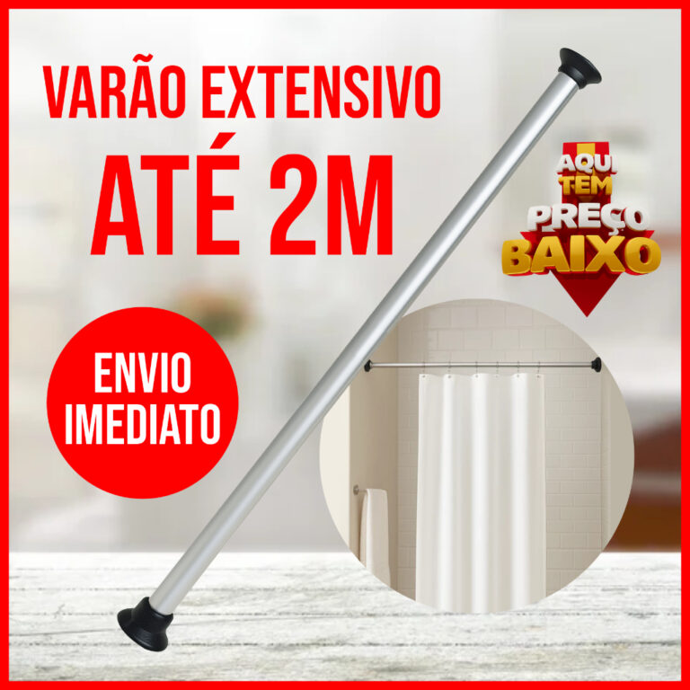 Varao Extensível ALUMÍNIO Ajustavel 60cm  a 2,0m