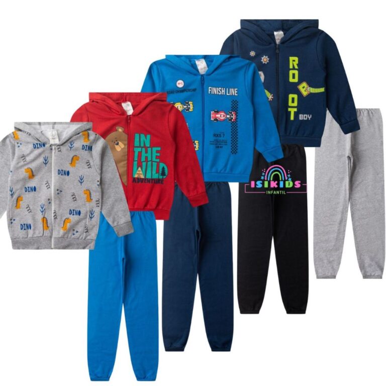 Kit Conjunto Moletom Menino Inverno 4 Jaquetas + 4